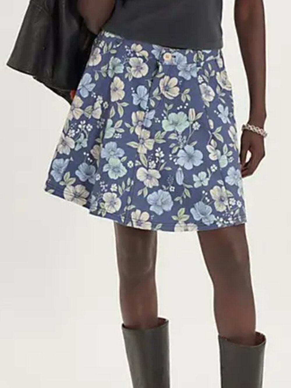 NWT FREE PEOPLE Cool (Blue) Combo Dahlia Floral Circle Skirt sz 6